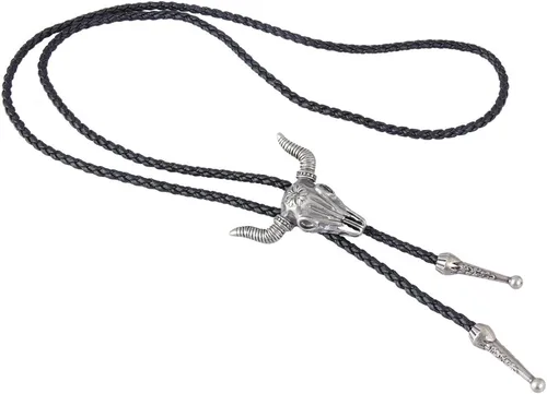 Vista 265 de Jeilwiy Corbata de bolo para hombre, corbata de vaquero occidental, collar de corbata de bolo dorado, corbata de cuero, corbata de Halloween