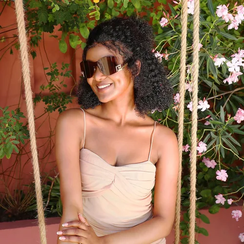 Vista 2 de WANWAN Gafas de sol para mujer y hombre, de gran tamaño, sin montura Y2K, gafas de sol envolventes