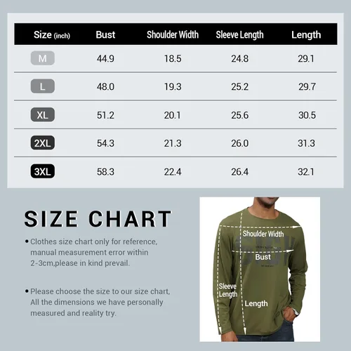 Vista 6 de Men's Fashion Long Sleeve T-Shirts Casual Workout Gym Regular Fit Breathable Jersey Printed Top