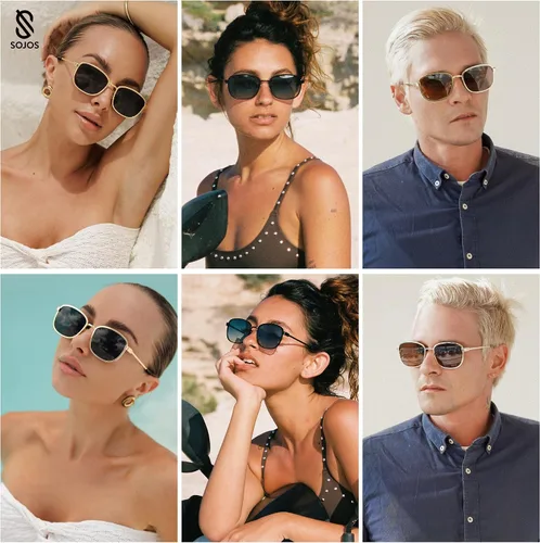 Vista 2 de SOJOS Retro Rectangle Polarized Sunglasses Women Men Vintage 90s Style Rectangular Frame Womens Mens Sun Glasses SJ1225