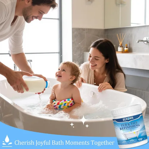 Vista 2 de BEKOMN Pintura para Bañera, Kit de Renovación de Bañera y Azulejos 33oz con Herramientas, Pintura para Bañera Blanca a Base de Agua de Bajo Olor