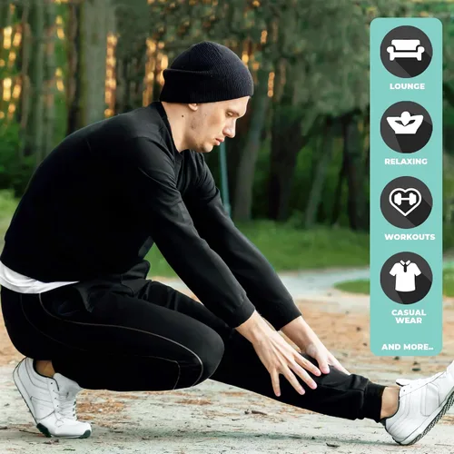 Vista 5 de DARESAY Paquete de 3 pantalones deportivos de entrenamiento para hombre con bolsillos, pantalones deportivos con parte inferior abierta para correr