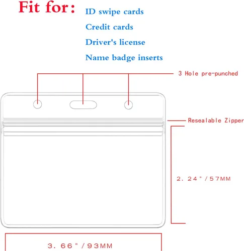Vista 2 de Portatarjetas de identificación impermeables de PVC transparente vertical con correas de clip para insignia (horizontales, paquete de 5)