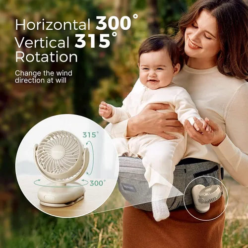 Vista 6 de Momcozy Ventilador portátil para cochecito con clip, mini ventilador de 4 velocidades para portador, ventiladores personales ultraligeros de 0.26