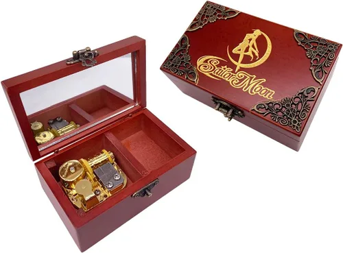 Vista 22 de Youtang You are My Sunshine - Caja de música de joyería con espejo, caja musical de madera grabada con láser, caja de música a cuerda, regalo