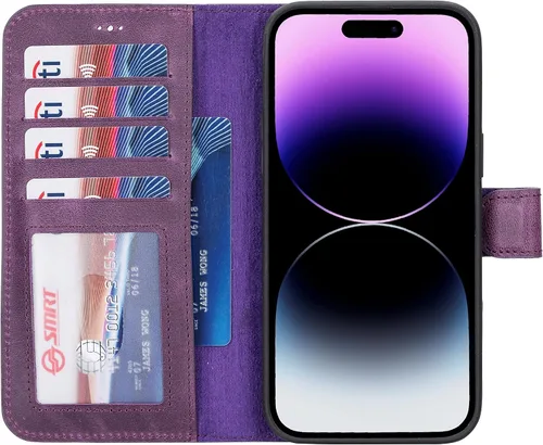 Vista 42 de HARDISTON Funda de piel auténtica hecha a mano compatible con iPhone 11 Pro de 5.8 pulgadas, funda magnética desmontable con tarjeteros - bordes
