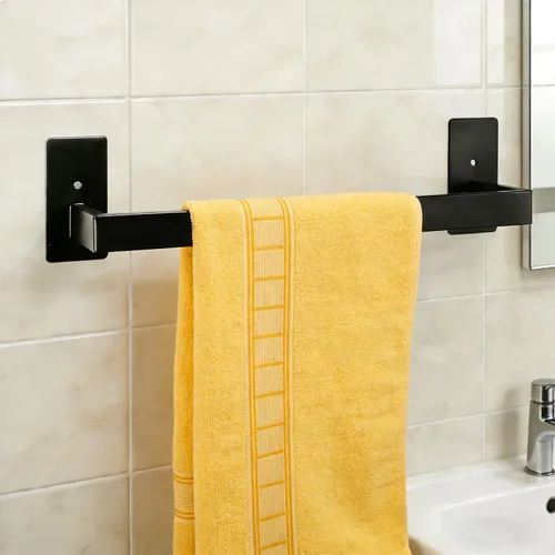 Vista 6 de Barra de Toalla de Baño Autoadhesiva, Toallero sin Perforación Fácil de Instalar, Soporte de Toalla de Mano Hecho de Acero Inoxidable Premium
