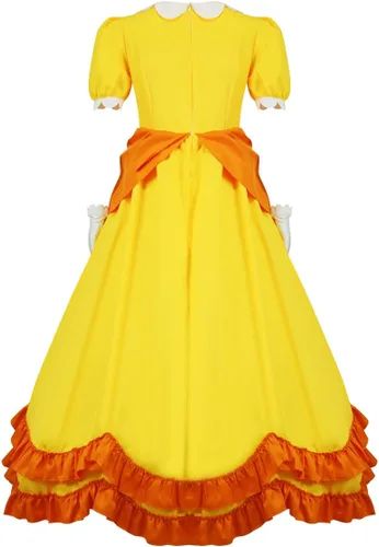 Vista 3 de Women's Halloween Princess Costume Adult Cosplay Super Bro Classic Party Fancy Dress With Crown Earrings Gloves