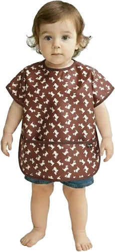 Vista 28 de Plie Short Sleeve Waterproof Bib for Toddlers – Easy Clean Feeding Apron for Mealtime, Daycare, Self-Feeding, Lightweight
