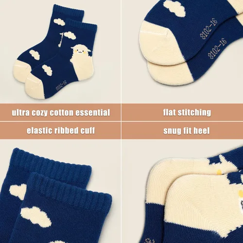 Vista 9 de Aisyee Calcetines de algodón para niños, calcetines sin costuras para niños, calcetines coloridos de cuarto de punto, paquete de 6
