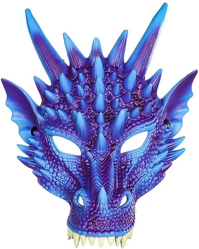 Vista 4 de Himine - Máscara de cosplay de cabeza de dragón para festival, fiesta y Halloween Negro
