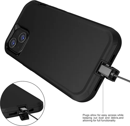 Vista 5 de MXX Funda para iPhone 13, con protector de pantalla de vidrio templado, protector de lente de cámara de 3 capas de alta resistencia, a prueba
