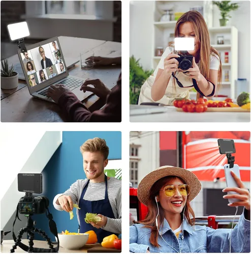 Vista 5 de King Ma Luz para selfie, luz LED con 3 modos y clip recargable Vlog Light