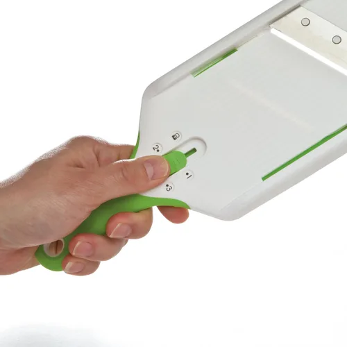 Vista 2 de PrepSolutions Cortadora de mandolina Adjust-A-Slice, verde, grosor ajustable, perfecta para verduras, frutas y más, (paquete de 12)