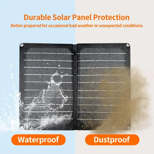 Vista 4 de Panel solar plegable de 10W, cargador solar portátil con salidas USB duales, eficiencia de conversión del 25% alta, paneles solares, controlador