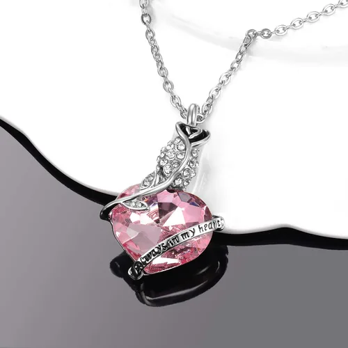 Vista 2 de Collar de urna de cremación de corazón para cenizas joyería de urna de cenizas colgante de cremación Always in My Heart regalo conmemorativo Piedra