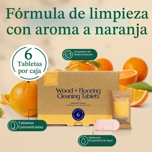 Vista 5 de CLEANOMIC Tabletas de limpieza de madera y suelos (paquete de 6) - Tabletas limpiadoras multiusos multisuperficie para el hogar (aroma naranja)