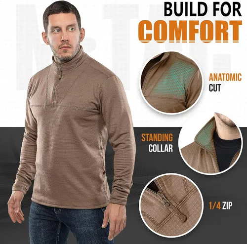 Vista 6 de M-Tac Thermal Shirt for Men Grid Fleece Lined Base Layer Compression Top for Cold Weather ECWCS Delta Level 2