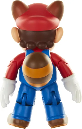 Vista 6 de Nintendo Super Mario Raccoon Mario Figura articulada de 4 pulgadas con accesorio de hojas