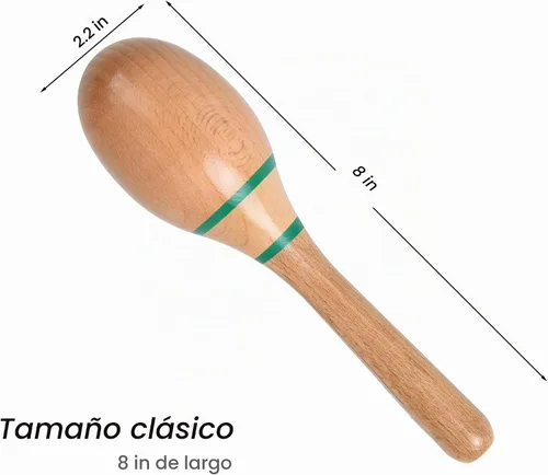 Vista 3 de 2 piezas de maracas de madera para niños y adultos, instrumento musical de maracas de madera Verde