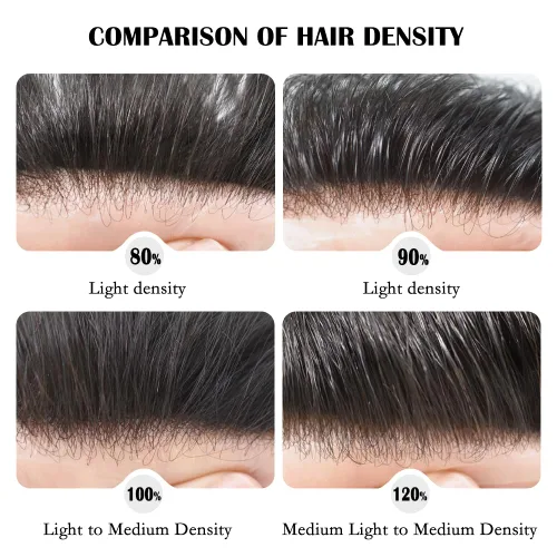 Vista 6 de 0.002 in ultra fina piel tupé Remy cabello humano piezas para hombres V-Looped sistema de pelo para hombre tupé pelo tupé para hombres protesis