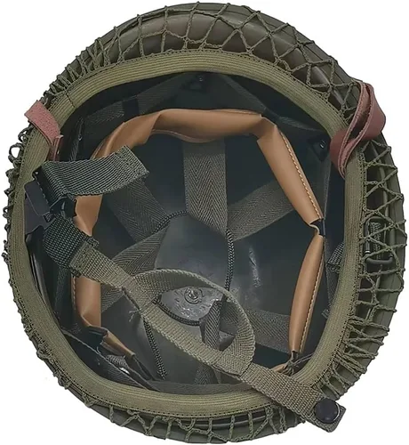 Vista 4 de WWII US WW2 Army M1 Casco de acero con red/lona correa de barbilla DIY pintura
