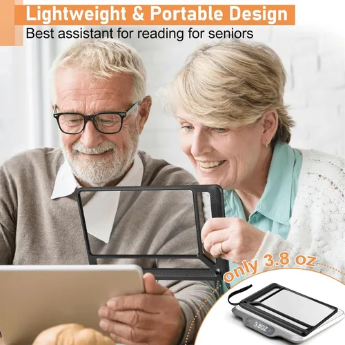 Vista 6 de AKKYCVS - Lupa de 5 aumentos de página completa para leer, lupa rectangular ligera proporciona una gran área de visualización de páginas de libros