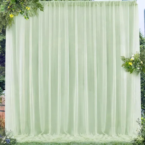 Vista 10 de PARTISKY Cortinas de telón de fondo de gasa negra de 10 x 7 pies, cortinas de fotos de tela transparente sin arrugas para boda, ceremonia, arco