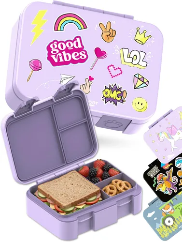 Vista 33 de BEARFOOT Lonchera infantil con compartimentos – Compacta y ligera A prueba de fugas, sin BPA, apta para lavavajillas Diseño dibujado a mano