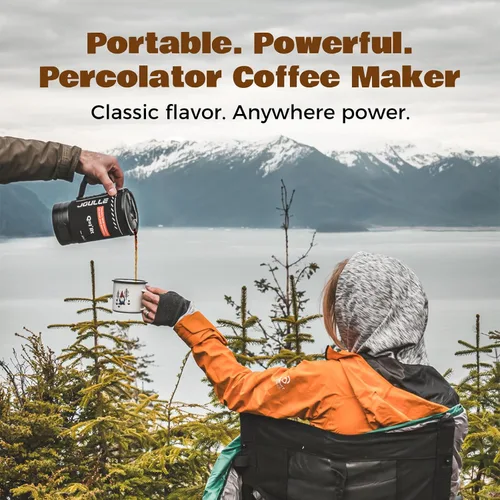 Vista 2 de STOKE VOLTAICS Cafetera Percoladora Eléctrica, Hervir Agua y Preparar Té 2-en-1, Cafetera de 3 Tazas, Kit de Té Portátil para Acampar, Viaje