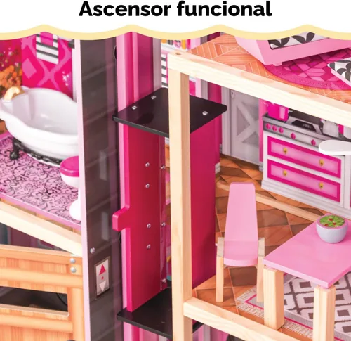 Vista 4 de KidKraft Casa de muñecas de madera Shimmer Mansion para muñecas de 12 pulgadas