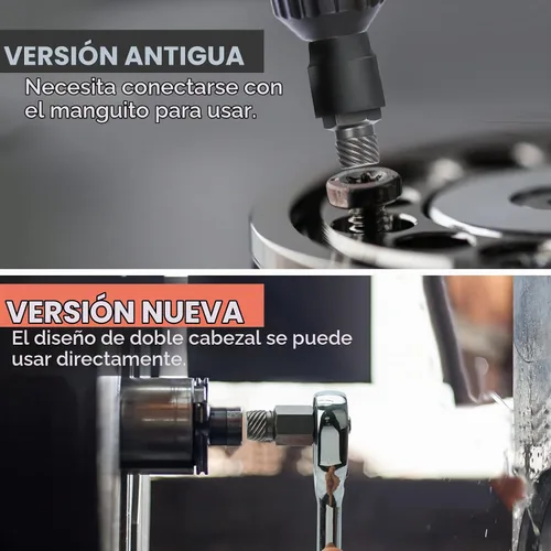Vista 2 de REBRA Juego de 27 piezas extractores de tornillos, kit removedor de pernos de cabeza doble de impacto de 3/8 pulgadas Easy Out, cabeza hexagonal