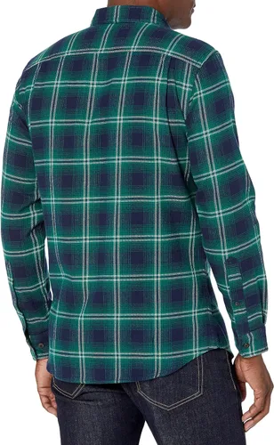 Vista 68 de Amazon Essentials Camisas de franela de manga larga para hombre, corte ajustado, a cuadros con botones