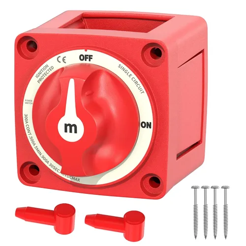 Vista 12 de Joinfworld Interruptor de desconexión de batería de poste lateral, 12 V-48 V, 275 A, impermeable, interruptor de corte de batería marina, 12