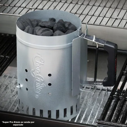 Vista 2 de Char-Griller® Parrilla de carbón con disparador de liberación rápida para iluminar rápidamente carbones de barbacoa, compatible con cualquier