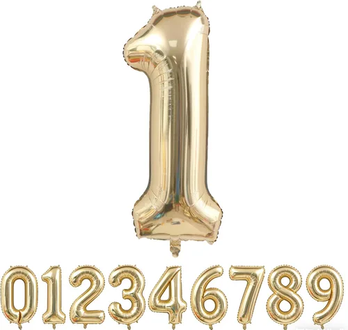 Vista 59 de Globo dorado claro con el número 0 de aluminio de 40 pulgadas, color oro champán, globo de helio 0 Mylar Oro claro 0