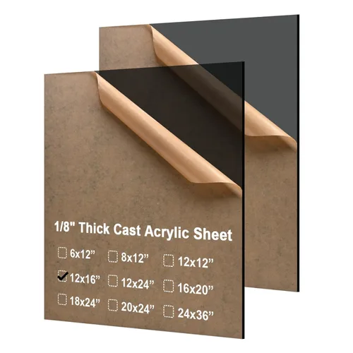 Vista 100 de KINLINK Láminas de plexiglás 6x12 de 1/8 pulgada de espesor - Lámina de acrílico negro fundido de 3mm, lámina de plástico policarbonato