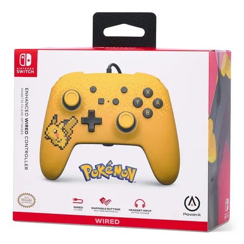 Vista 10 de PowerA Pokemon Enhanced Wired Controller for Nintendo Switch - Pixel Pikachu, Gamepad, Wired Video Game Controller, Gaming Controller - Nintendo