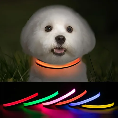 Vista 15 de Collares de perro iluminados recargables, collar de perro que brilla en la oscuridad, impermeable, collares de perro con luces LED intermitentes