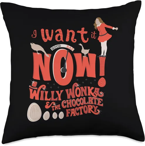 Vista 5 de Willy Wonka Chocolate Factory I Want It Now - Almohada (16.0 x 16.0 in), multicolor
