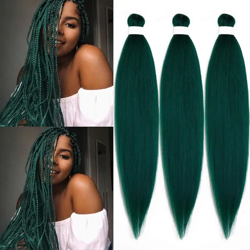 Vista 68 de Pelo trenzado corto 1B negro preestirado Extensiones de pelo trenzado para niños para trenzas de caja sin nudos, pelo trenzado preestirado de 16