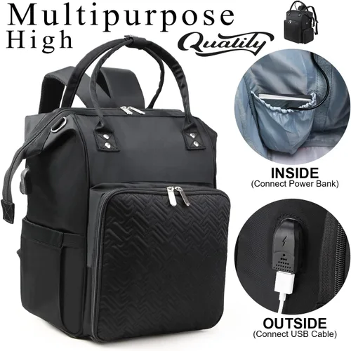 Vista 4 de Mochila organizadora de proyectos para tejer accesorios de suministros de ganchillo, bolsa organizadora de almacenamiento de hilo, bolsa