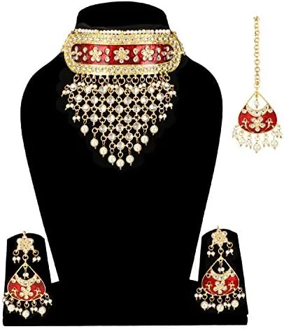 Vista 2 de Indian Coleccionable - Gargantilla de ónix de diseño con aretes para mujer, No es una piedra preciosa