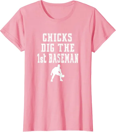 Vista 10 de Chicks Dig First Baseman - Camiseta de primera base Beisbol Player, Negro