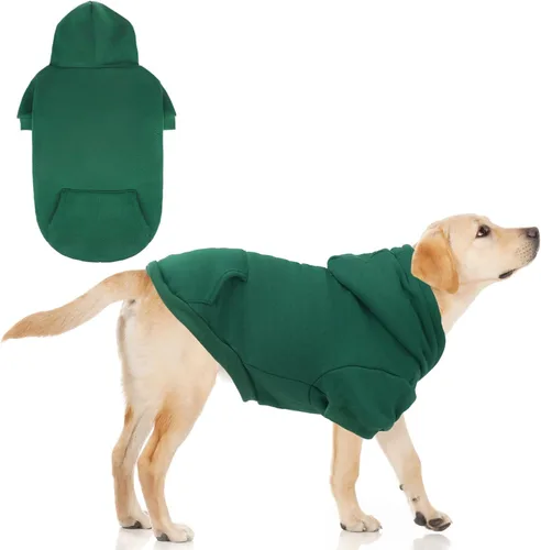 Vista 36 de KOOLTAIL Sudadera básica con capucha para perro, suave y cálida, con agujero para correa y con bolsillo, abrigo de invierno para perros, ropa