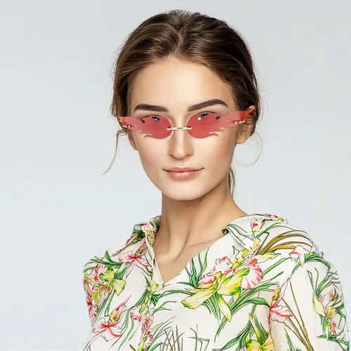 Vista 4 de NUOBESTY Divertidas gafas de sol de fiesta con llama, sin borde, lentes ondulados, sin marco, gafas de vestir para fiestas, mujeres, niñas, gafas