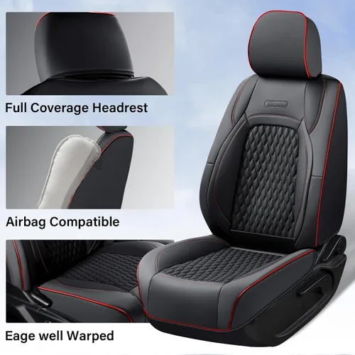 Vista 20 de Coverado Juego completo de fundas de asiento de ajuste personalizado para Chevy Silverado/GMC Sierra 2014-2018 1500, 2015-2019 2500HD 3500HD Negro
