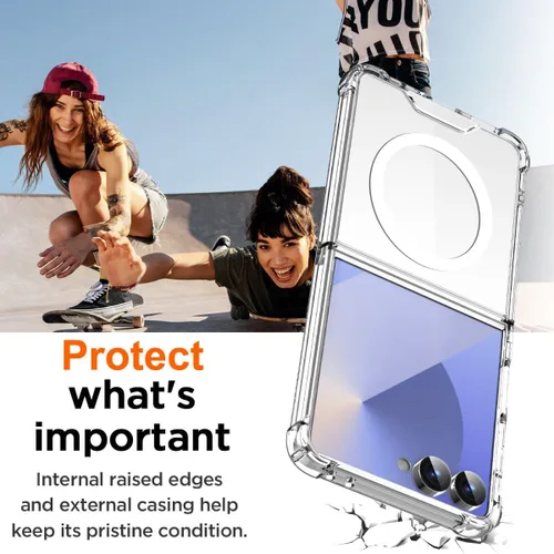 Vista 6 de Funda magnética transparente para Galaxy Z Flip 8 / Z Flip 7, compatible