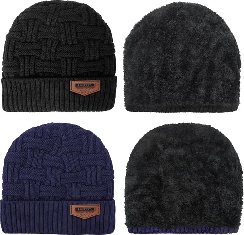 Vista 55 de Loritta Gorro de invierno cálido de punto grueso y holgado para hombre