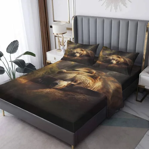 Vista 8 de Bear Sheets - Juego de sábanas de tamaño individual, sábanas de microfibra suave y bolsillo profundo, sábanas y fundas de almohada estampadas sin